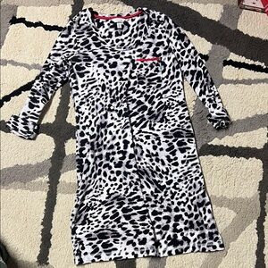 Soma Black and White Animal Print Pajama Dress